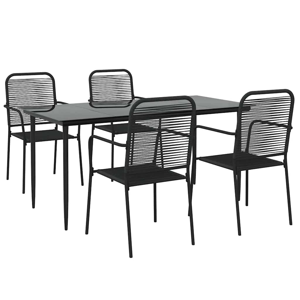 5-delige Tuinset katoenen touw en staal zwart is nu te koop bij PeponiXL, paradijselijk wonen!