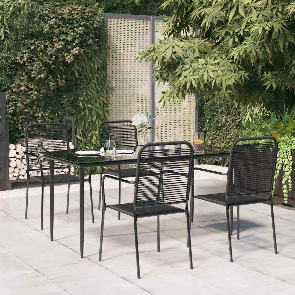 5-delige Tuinset katoenen touw en staal zwart is nu te koop bij PeponiXL, paradijselijk wonen!