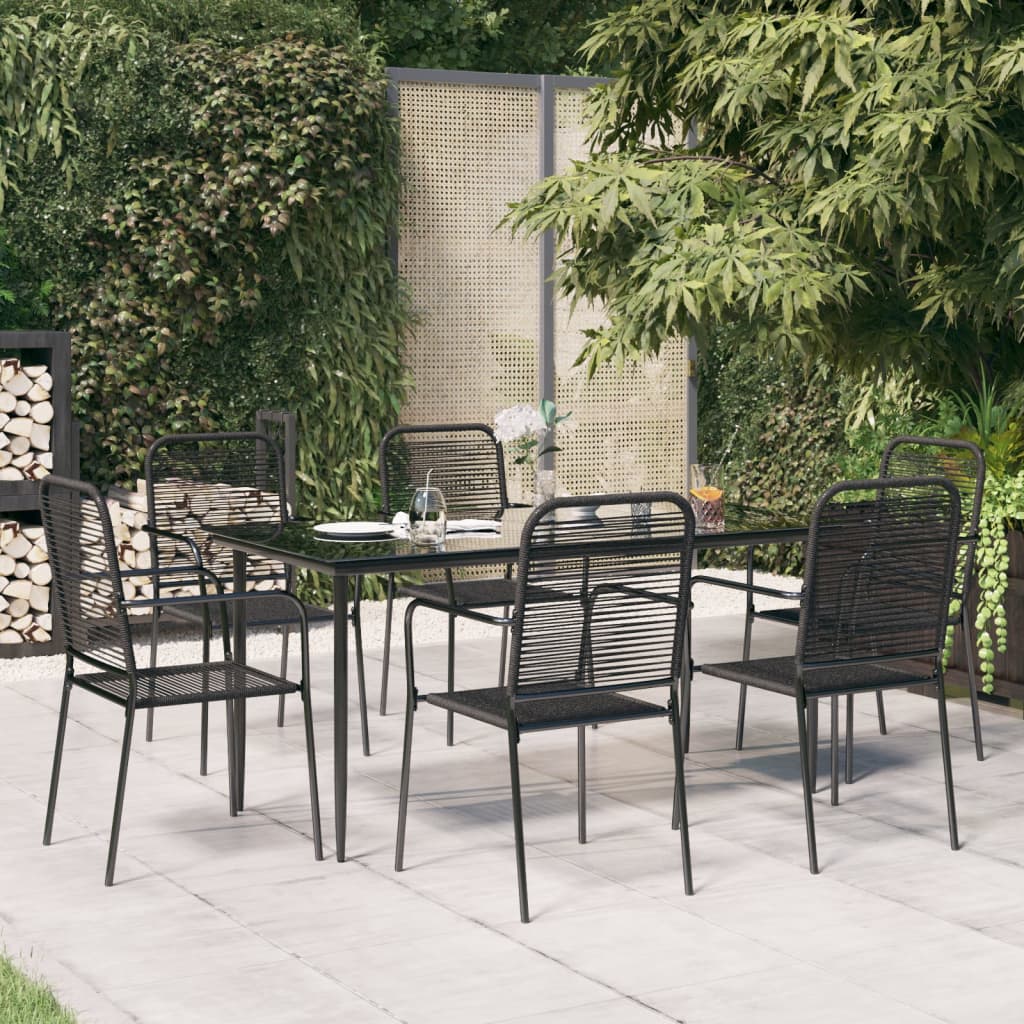 7-delige Tuinset katoenen touw en staal zwart is nu te koop bij PeponiXL, paradijselijk wonen!