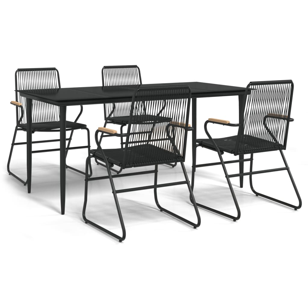 5-delige Tuinset PVC-rattan zwart is nu te koop bij PeponiXL, paradijselijk wonen!