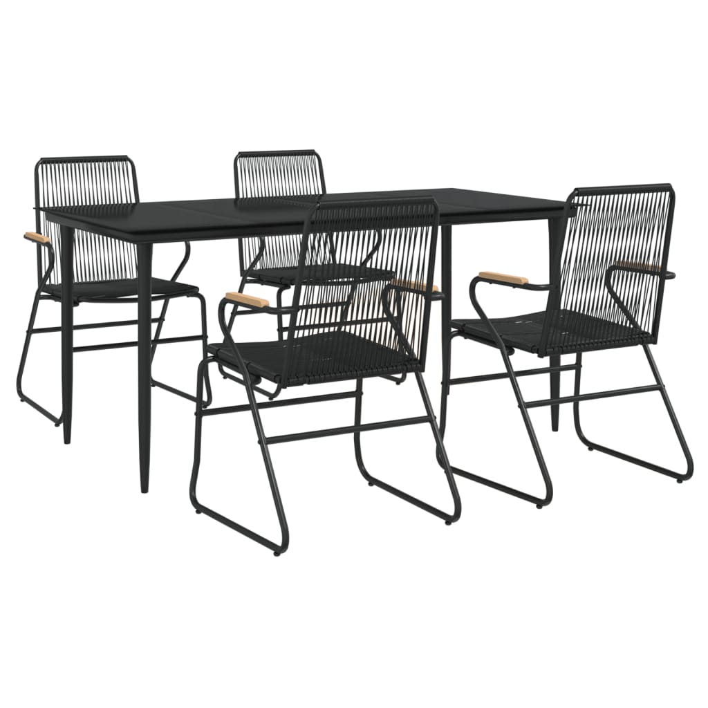 5-delige Tuinset PVC-rattan zwart is nu te koop bij PeponiXL, paradijselijk wonen!