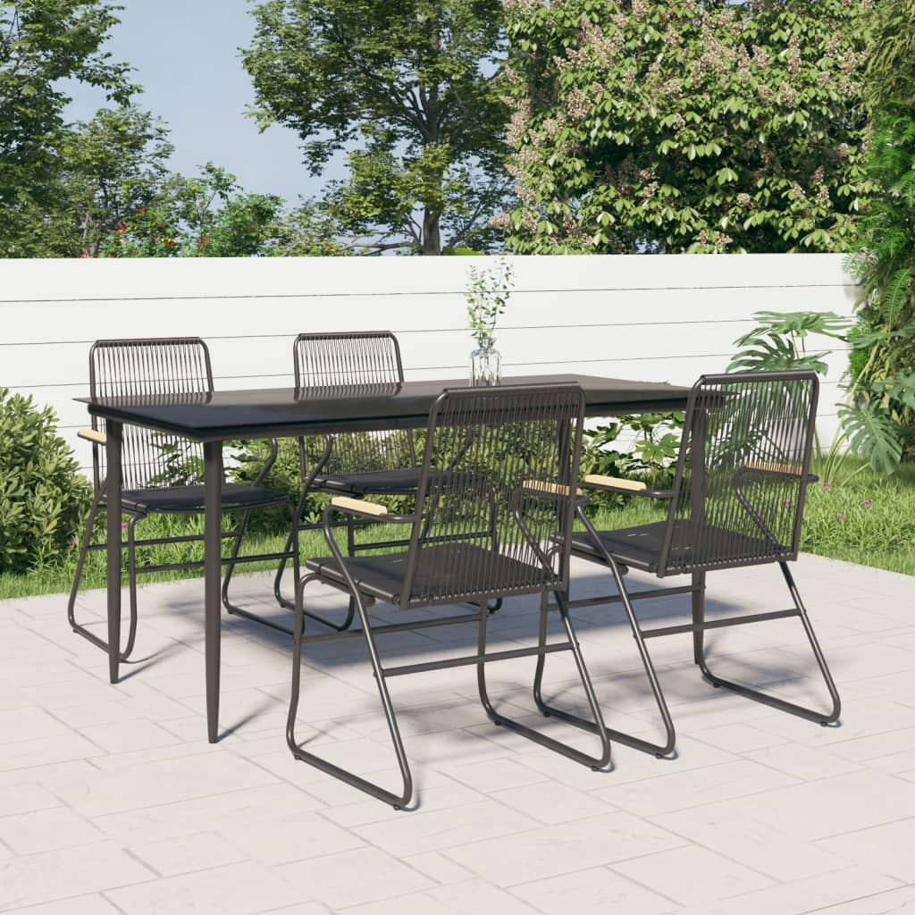 5-delige Tuinset PVC-rattan zwart is nu te koop bij PeponiXL, paradijselijk wonen!