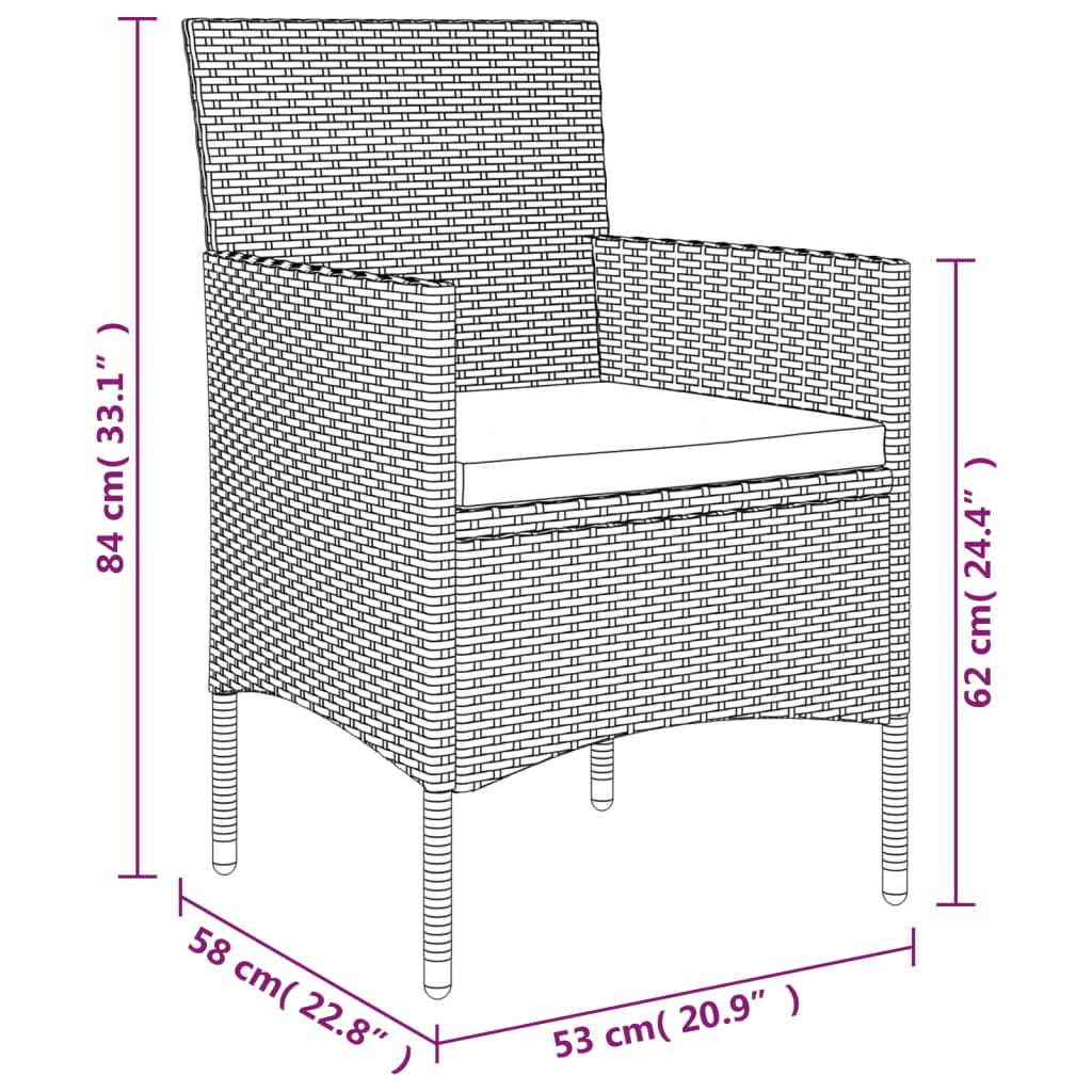 7-delige Tuinset met kussens zwart is nu te koop bij PeponiXL, paradijselijk wonen!
