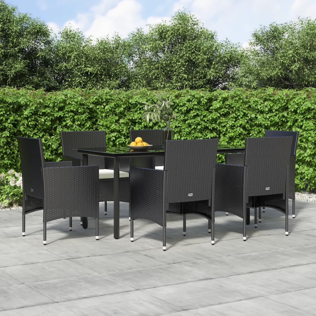 7-delige Tuinset met kussens zwart is nu te koop bij PeponiXL, paradijselijk wonen!