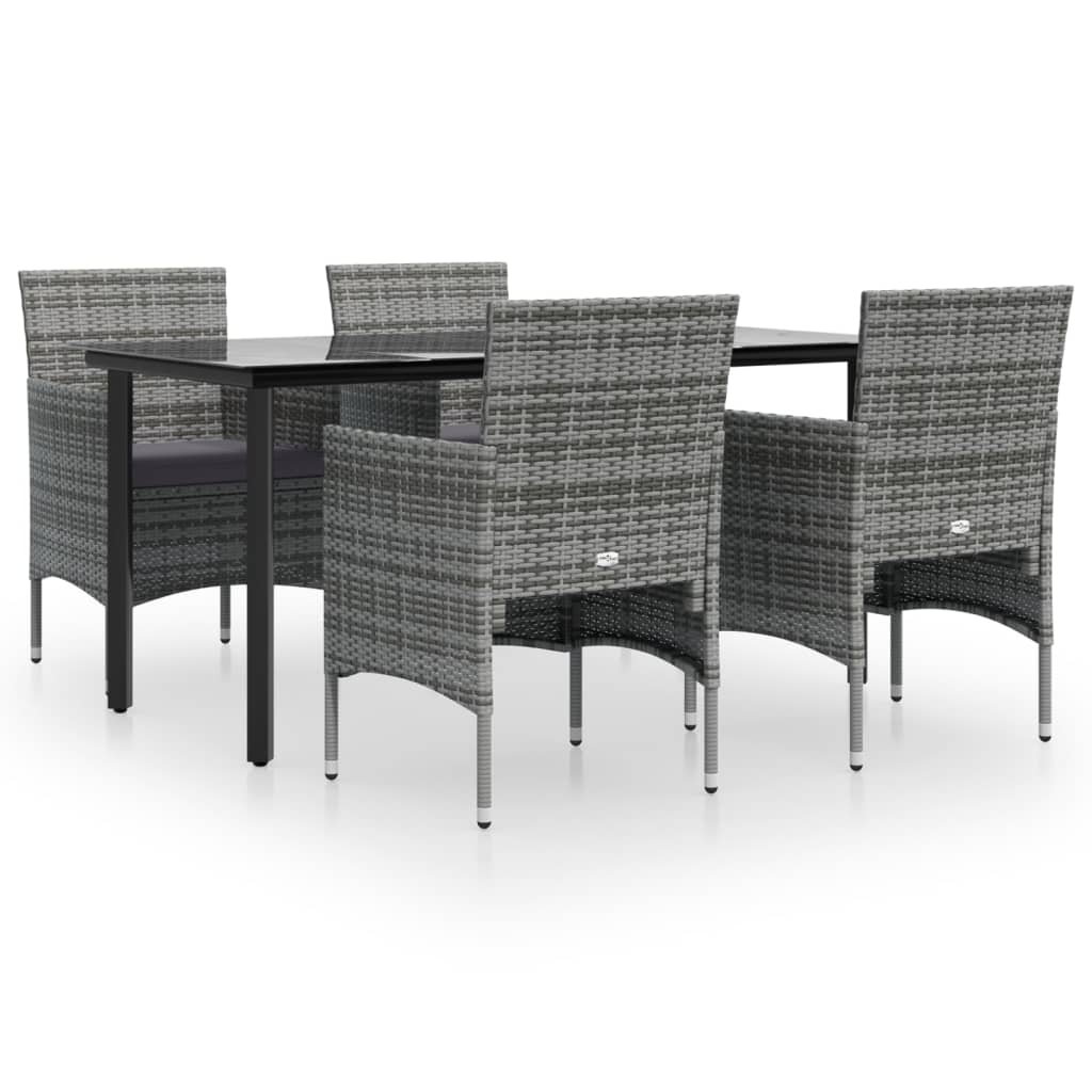 5-delige Tuinset met kussens grijs en zwart is nu te koop bij PeponiXL, paradijselijk wonen!