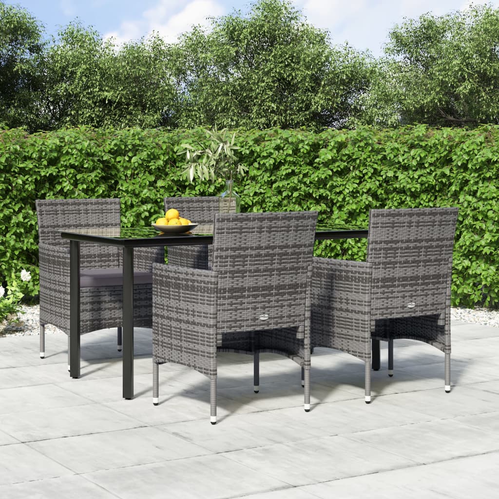 5-delige Tuinset met kussens grijs en zwart is nu te koop bij PeponiXL, paradijselijk wonen!