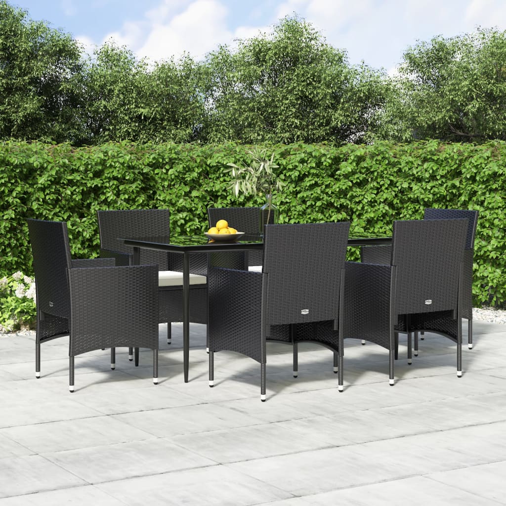 7-delige Tuinset met kussens zwart is nu te koop bij PeponiXL, paradijselijk wonen!