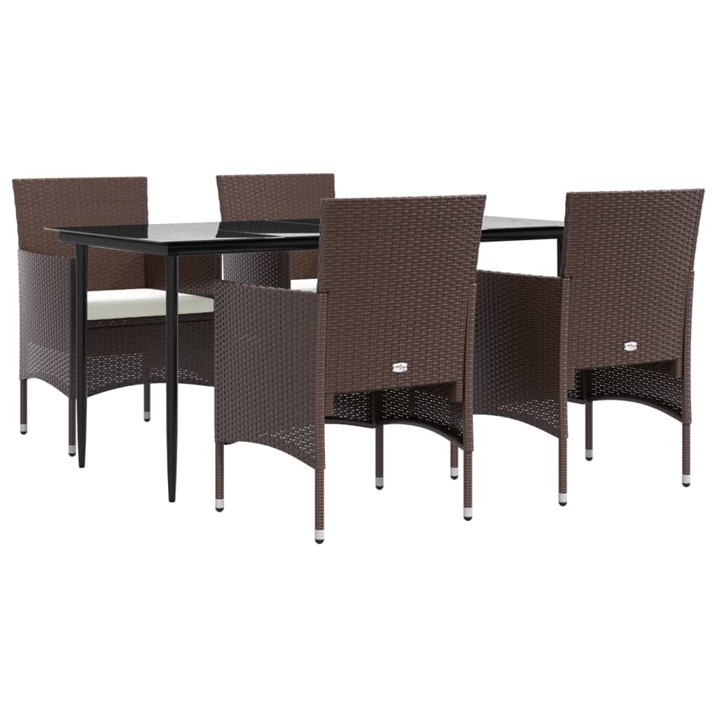 5-delige Tuinset met kussens bruin en zwart is nu te koop bij PeponiXL, paradijselijk wonen!