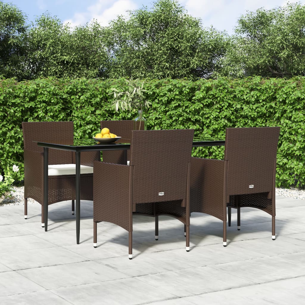 5-delige Tuinset met kussens bruin en zwart is nu te koop bij PeponiXL, paradijselijk wonen!