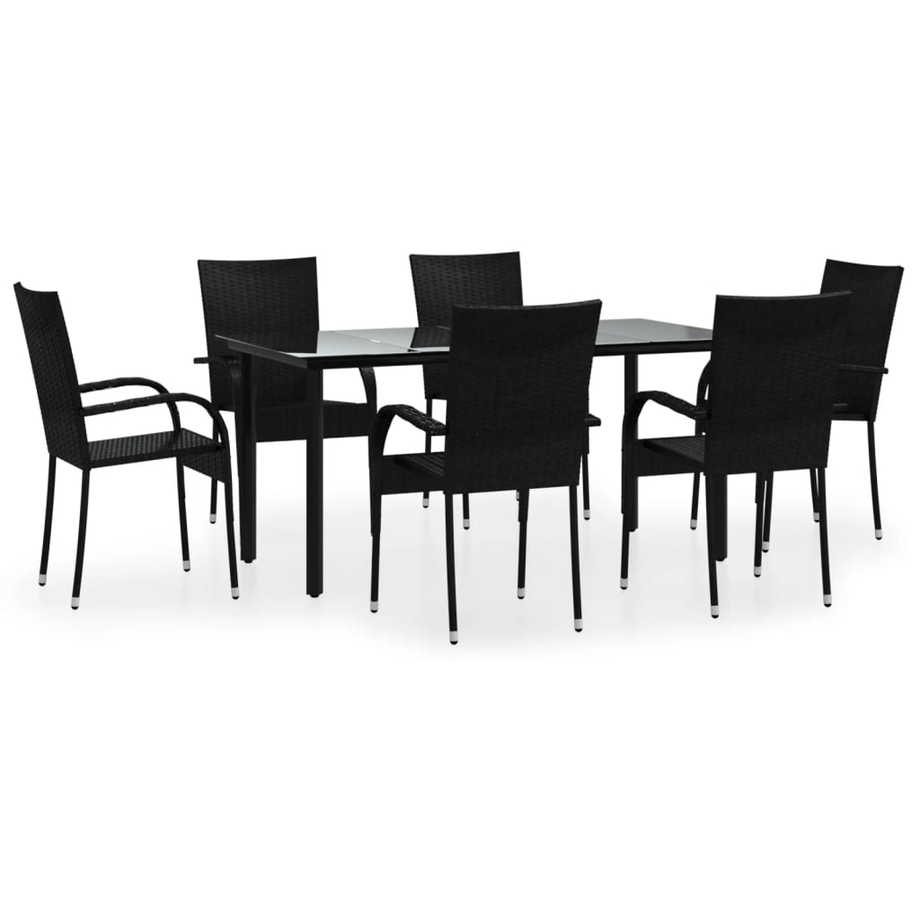 7-delige Tuinset poly rattan zwart is nu te koop bij PeponiXL, paradijselijk wonen!