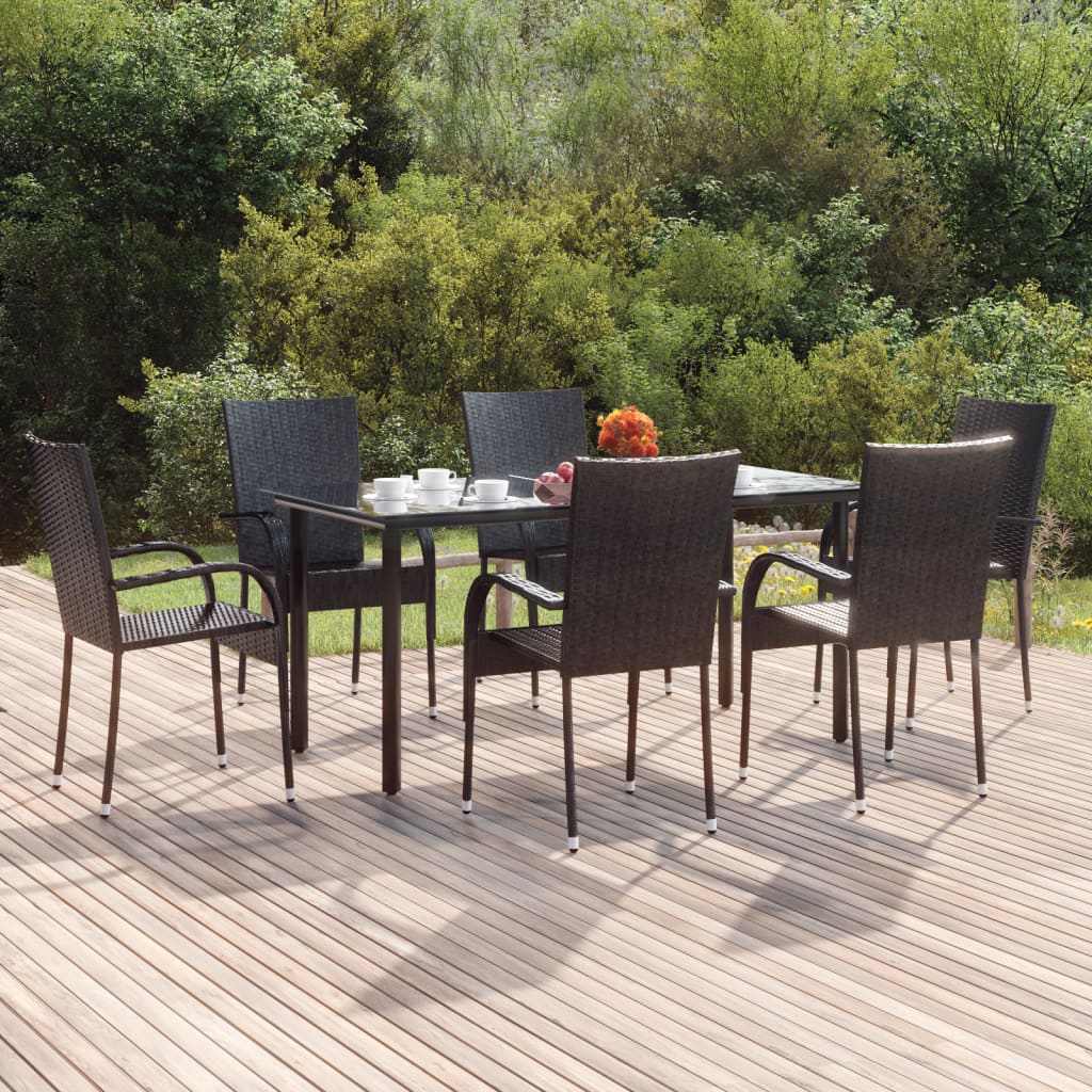 7-delige Tuinset poly rattan zwart is nu te koop bij PeponiXL, paradijselijk wonen!