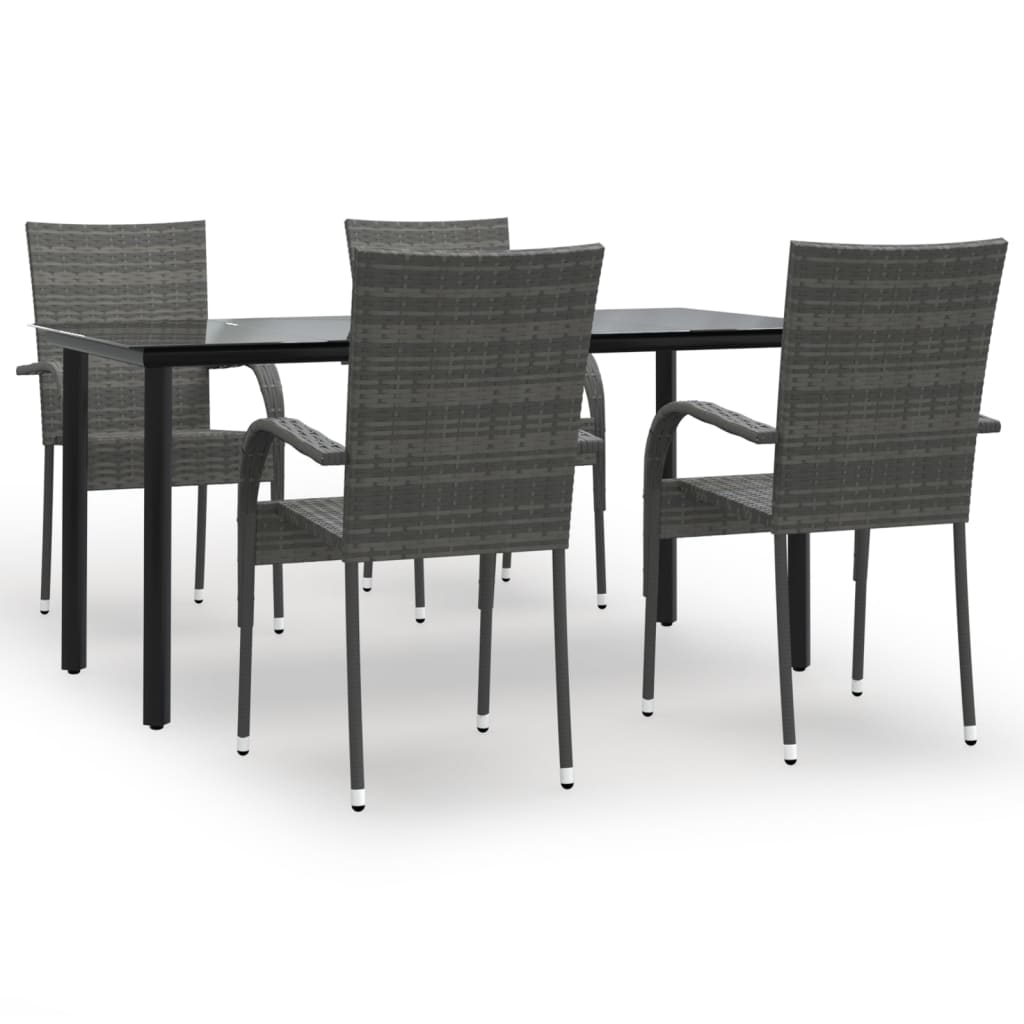 5-delige Tuinset poly rattan grijs is nu te koop bij PeponiXL, paradijselijk wonen!