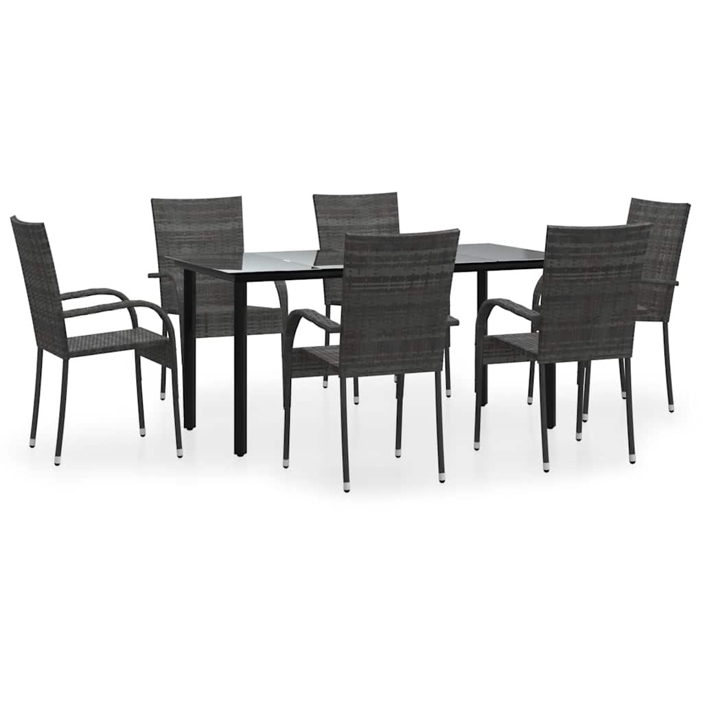 7-delige Tuinset poly rattan grijs is nu te koop bij PeponiXL, paradijselijk wonen!