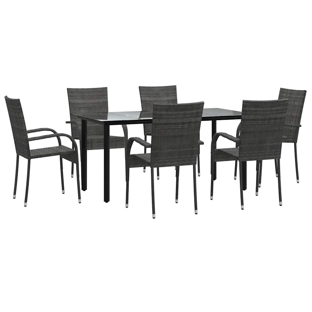 7-delige Tuinset poly rattan grijs is nu te koop bij PeponiXL, paradijselijk wonen!