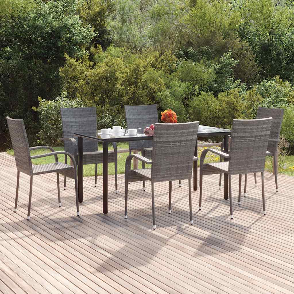 7-delige Tuinset poly rattan grijs is nu te koop bij PeponiXL, paradijselijk wonen!