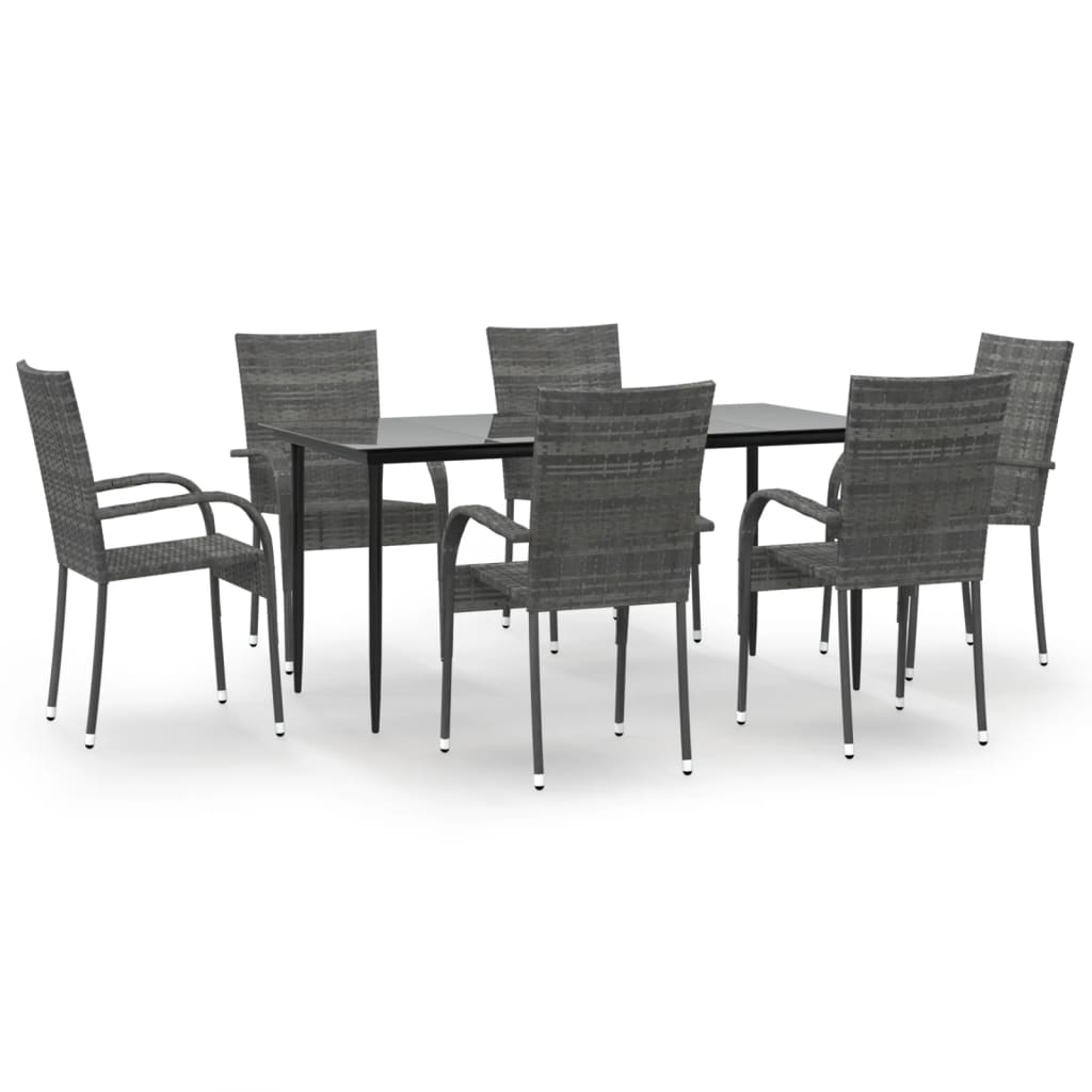 7-delige Tuinset poly rattan grijs is nu te koop bij PeponiXL, paradijselijk wonen!