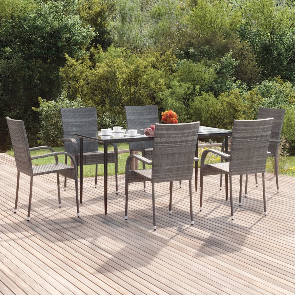 7-delige Tuinset poly rattan grijs is nu te koop bij PeponiXL, paradijselijk wonen!