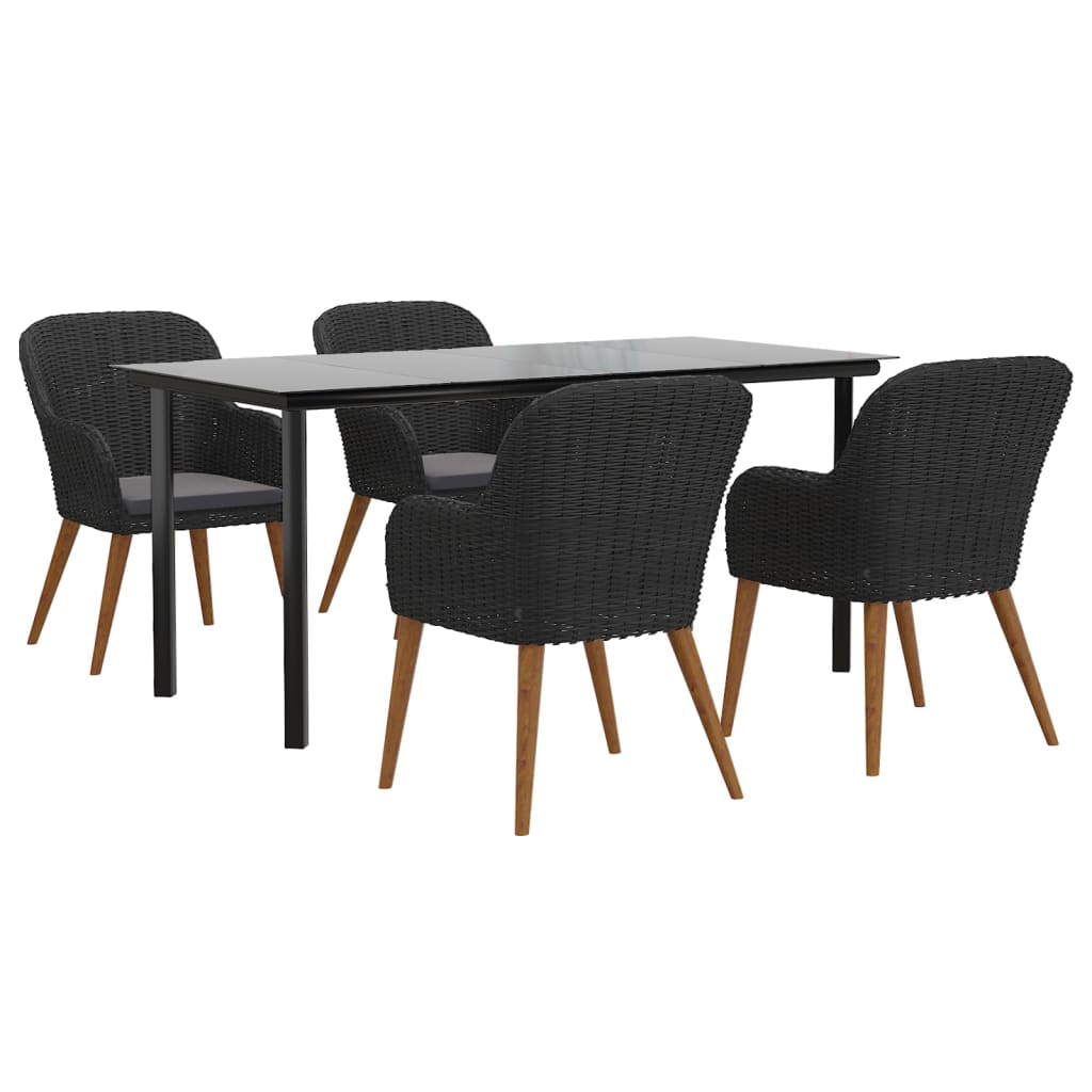 5-delige Tuinset met kussens zwart is nu te koop bij PeponiXL, paradijselijk wonen!