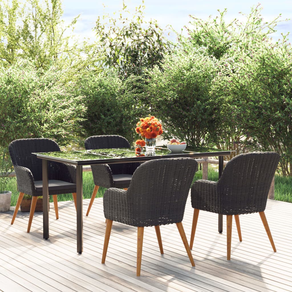 5-delige Tuinset met kussens zwart is nu te koop bij PeponiXL, paradijselijk wonen!