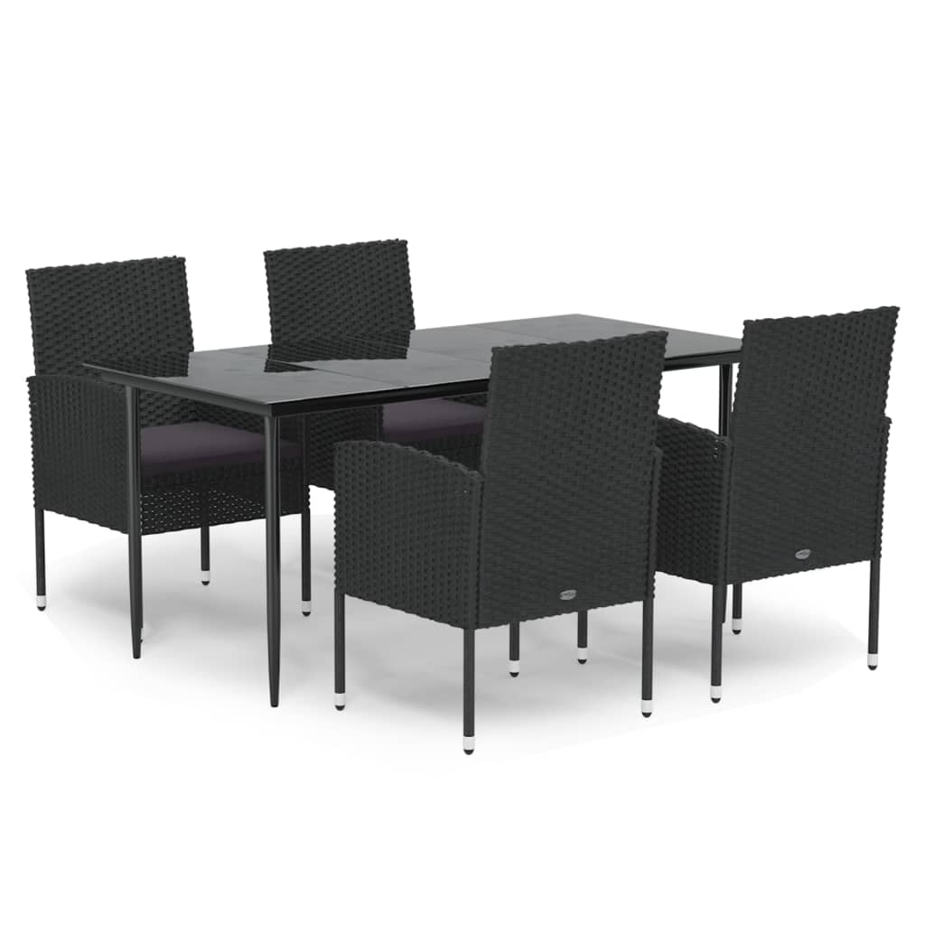 5-delige Tuinset met kussens poly rattan zwart is nu te koop bij PeponiXL, paradijselijk wonen!