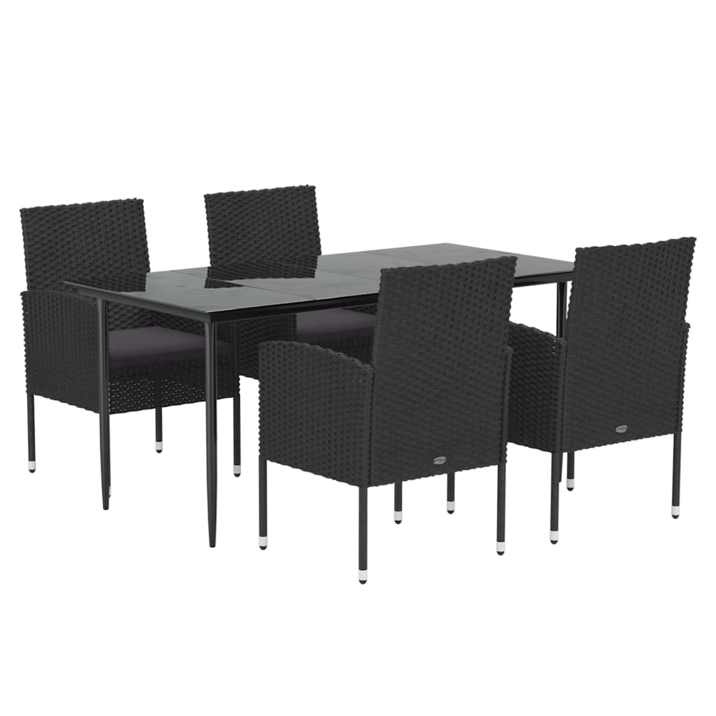 5-delige Tuinset met kussens poly rattan zwart is nu te koop bij PeponiXL, paradijselijk wonen!
