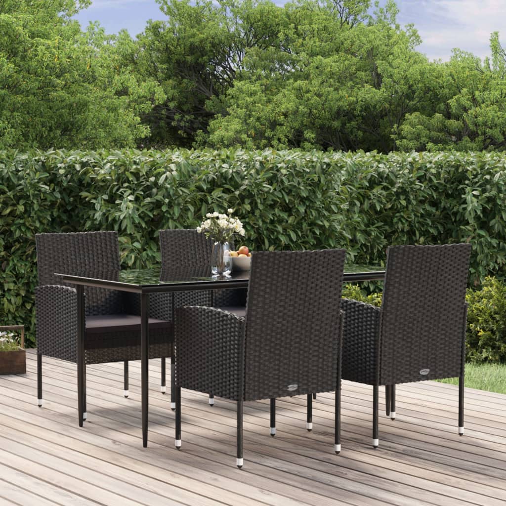 5-delige Tuinset met kussens poly rattan zwart is nu te koop bij PeponiXL, paradijselijk wonen!