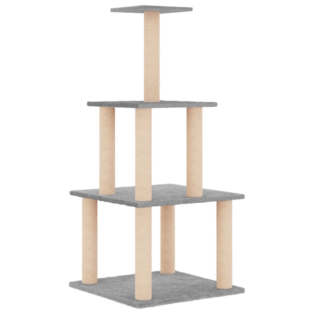 Kattenmeubel met sisal krabpalen 111 cm lichtgrijs is nu te koop bij PeponiXL, paradijselijk wonen!