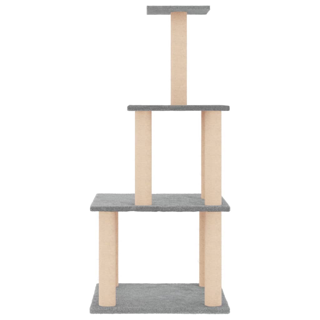 Kattenmeubel met sisal krabpalen 111 cm lichtgrijs is nu te koop bij PeponiXL, paradijselijk wonen!