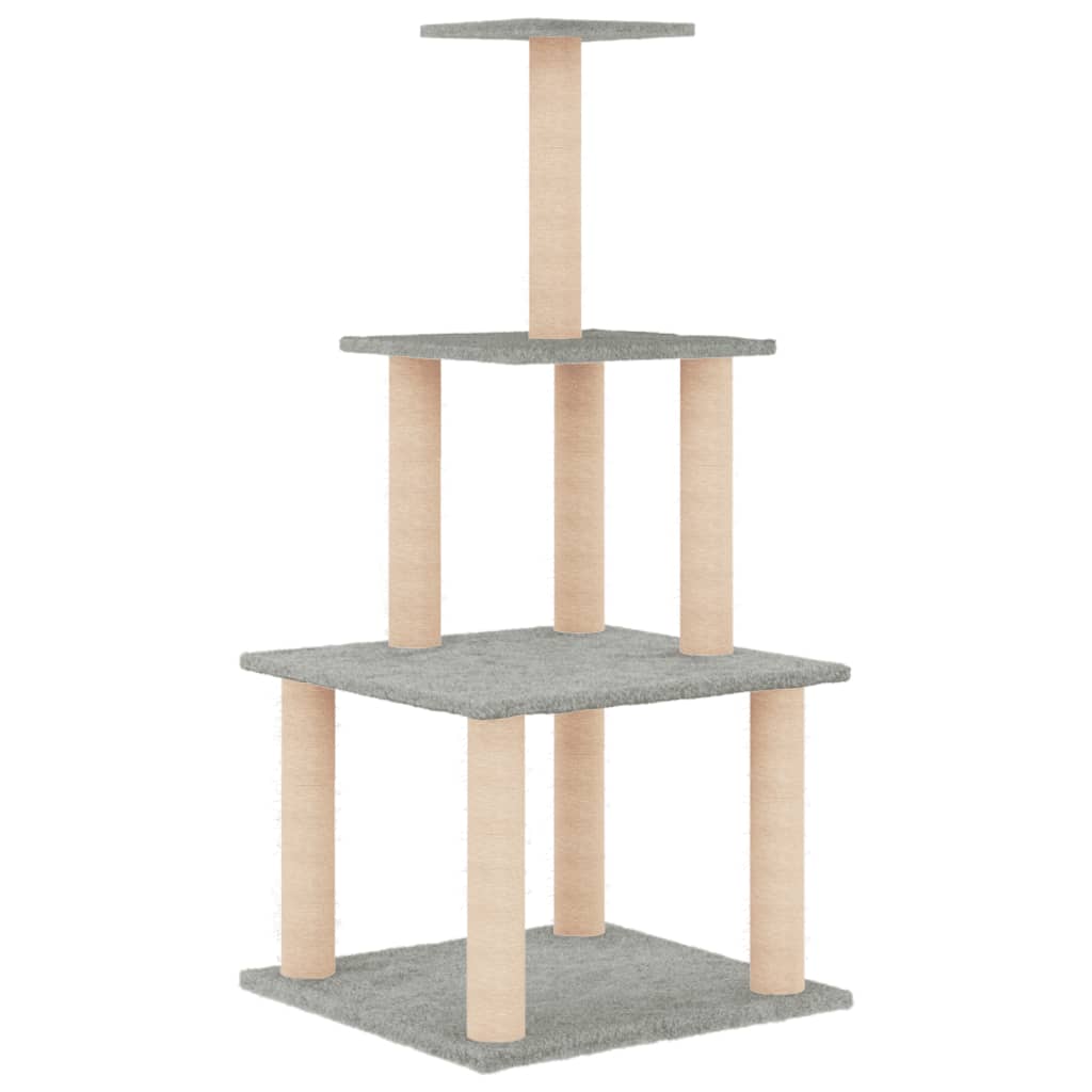 Kattenmeubel met sisal krabpalen 111 cm lichtgrijs is nu te koop bij PeponiXL, paradijselijk wonen!