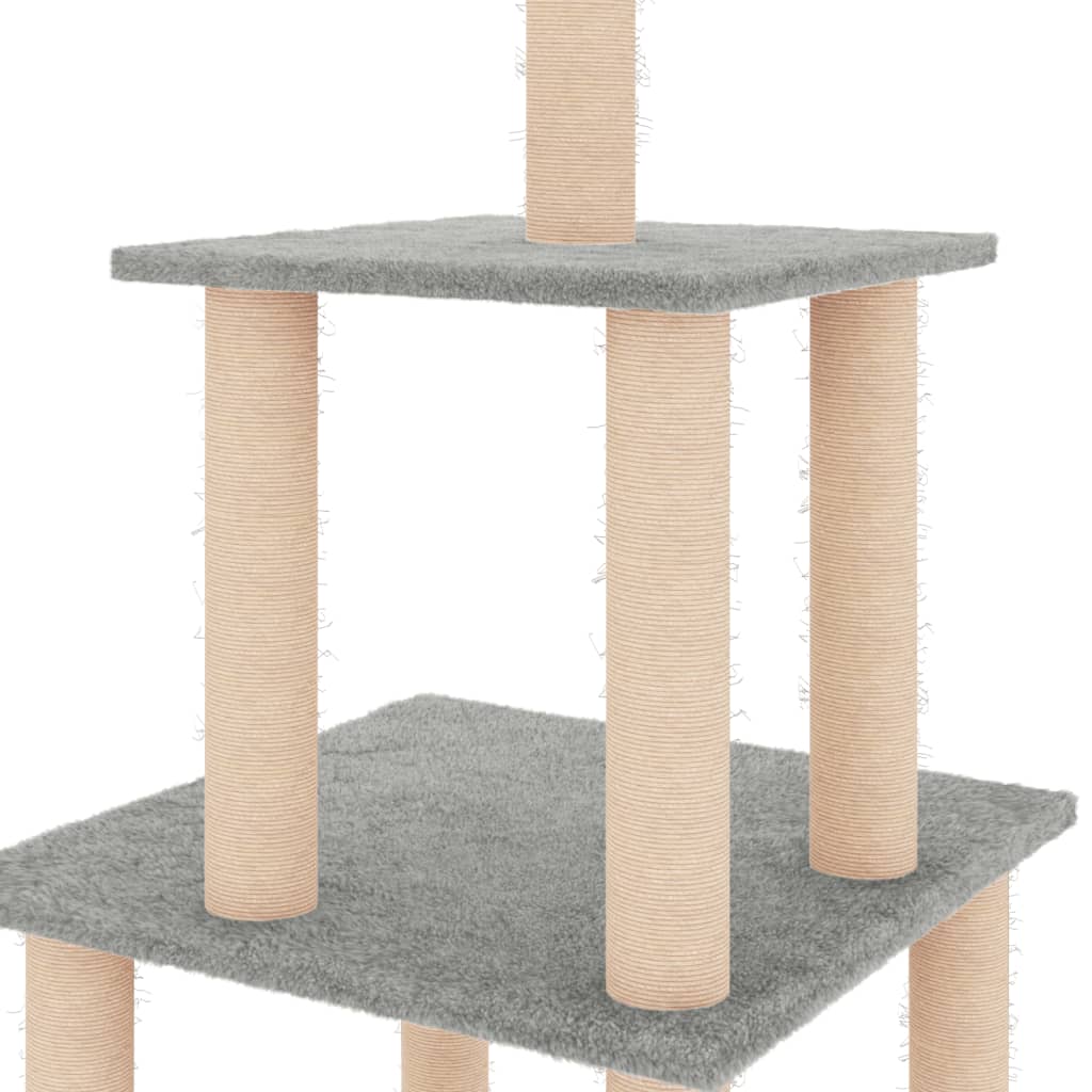 Kattenmeubel met sisal krabpalen 111 cm lichtgrijs is nu te koop bij PeponiXL, paradijselijk wonen!