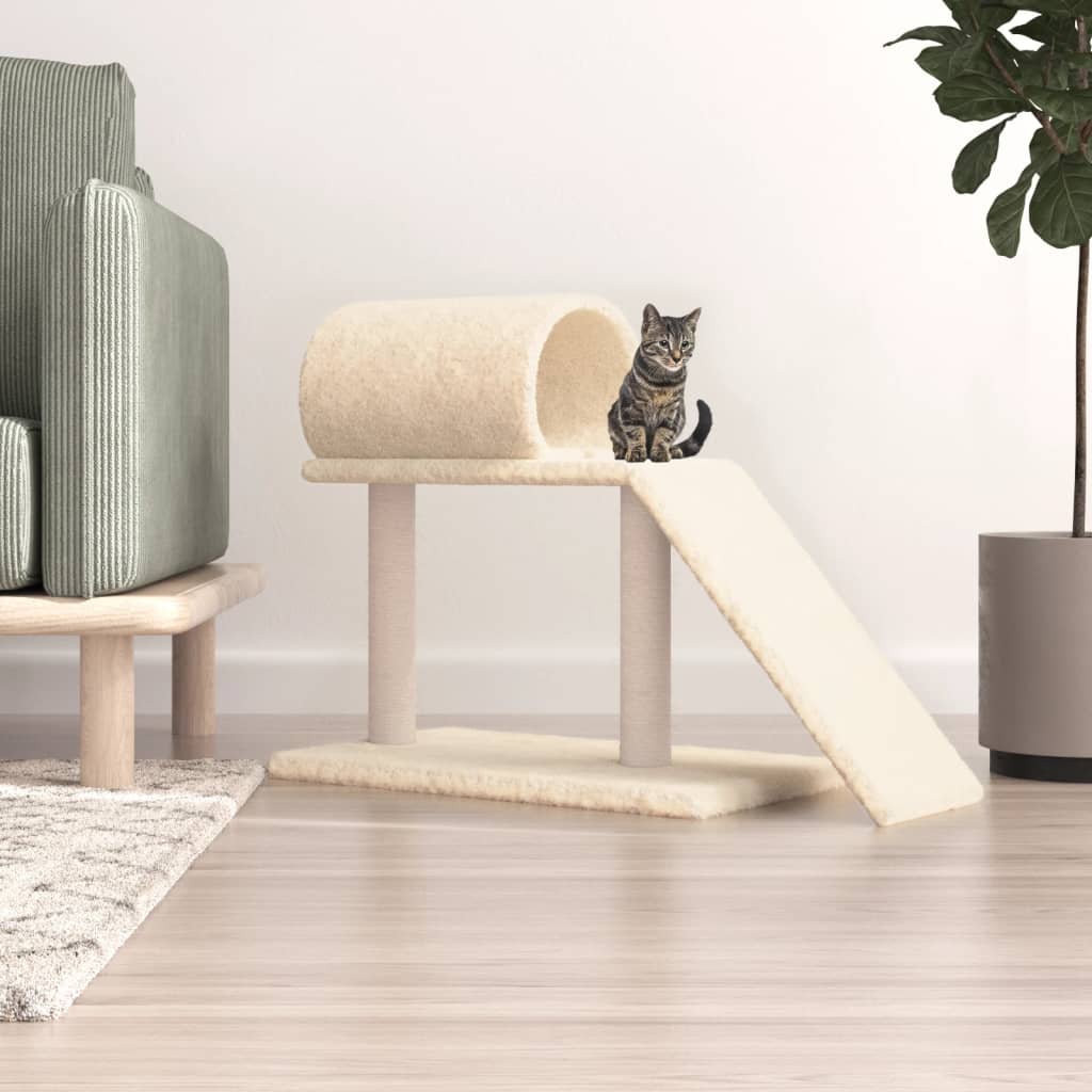 Kattenmeubel met tunnel en ladder 55,5 cm crèmekleurig is nu te koop bij PeponiXL, paradijselijk wonen!