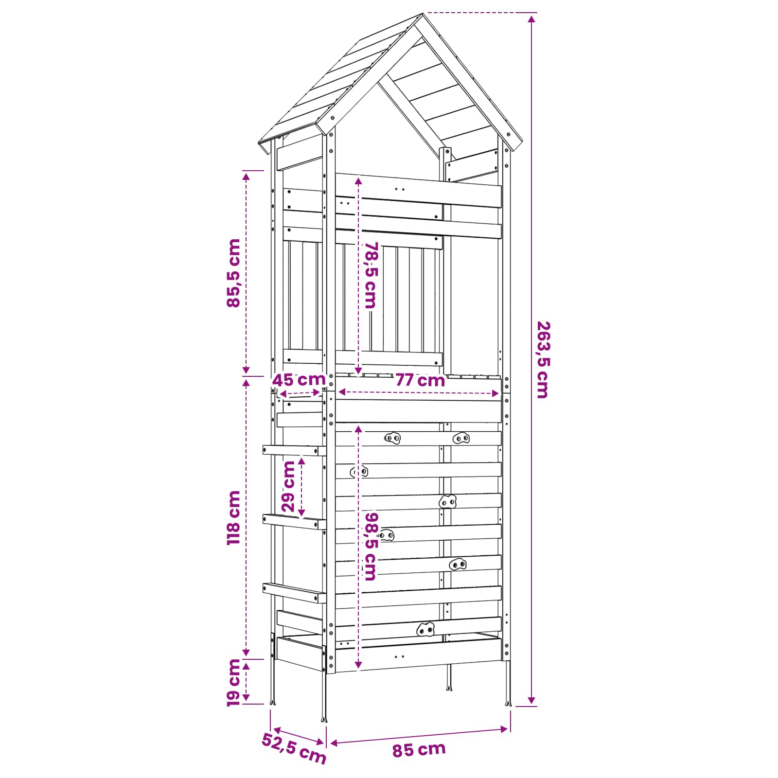 Buiten Speeltoren Naturel 53 x 85 x 264 cm Massief grenenhout is nu te koop bij PeponiXL, paradijselijk wonen!