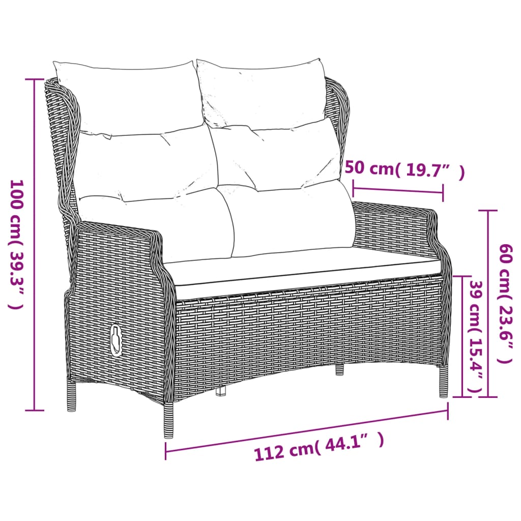 Tuinbank 2-zits met kussens poly rattan bruin is nu te koop bij PeponiXL, paradijselijk wonen!