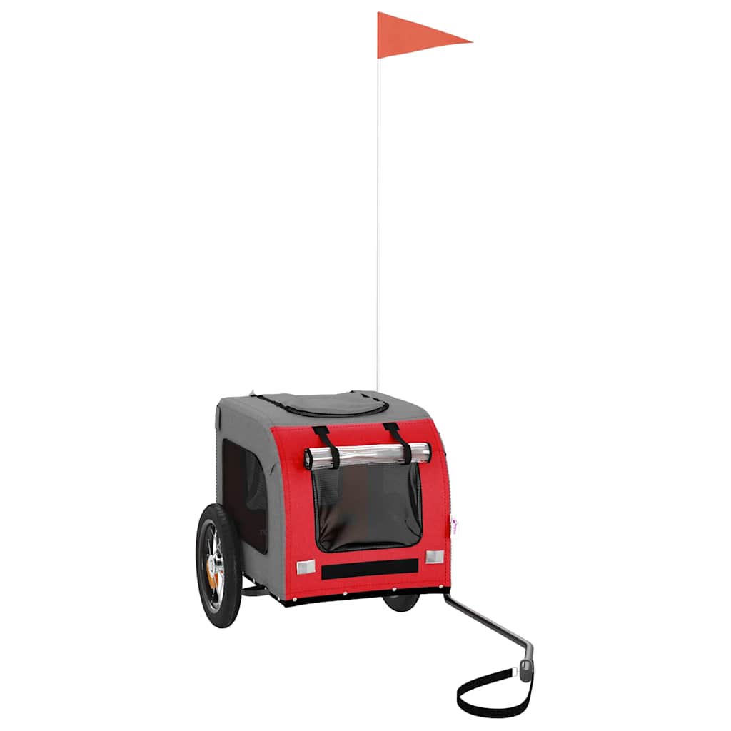 Hondenfietstrailer oxford stof en ijzer rood en grijs is nu te koop bij PeponiXL, paradijselijk wonen!