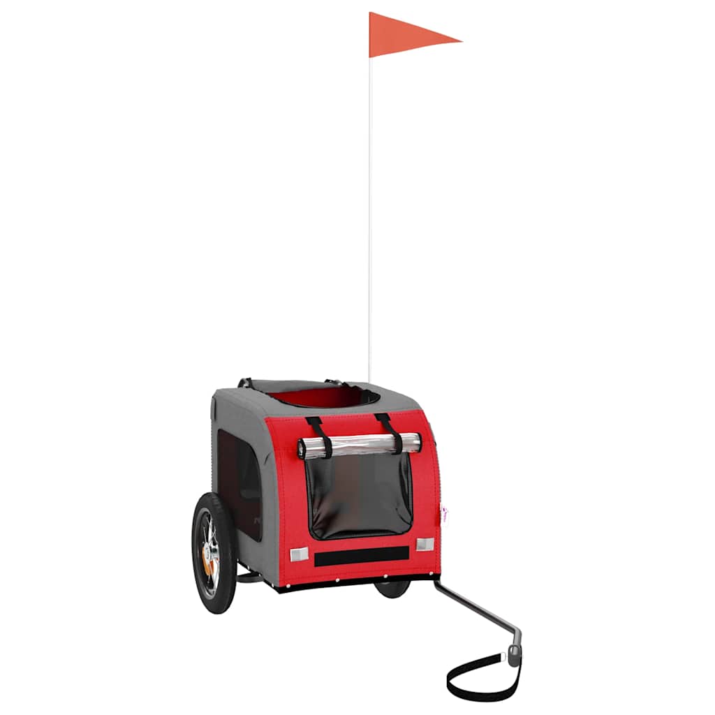 Hondenfietstrailer oxford stof en ijzer rood en grijs is nu te koop bij PeponiXL, paradijselijk wonen!