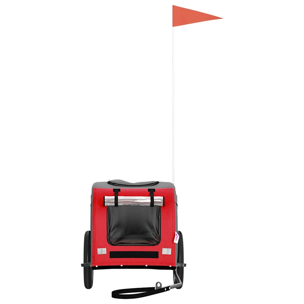 Hondenfietstrailer oxford stof en ijzer rood en grijs is nu te koop bij PeponiXL, paradijselijk wonen!