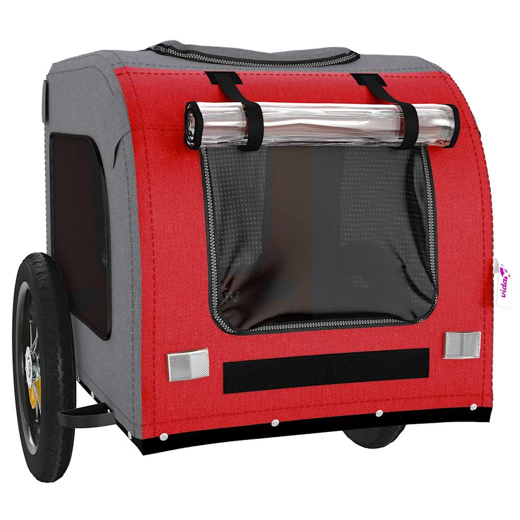 Hondenfietstrailer oxford stof en ijzer rood en grijs is nu te koop bij PeponiXL, paradijselijk wonen!