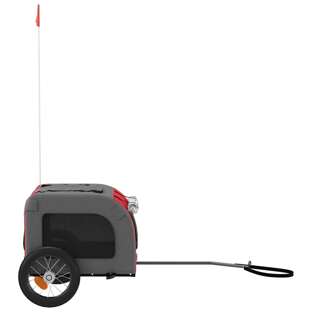 Hondenfietstrailer oxford stof en ijzer rood en grijs is nu te koop bij PeponiXL, paradijselijk wonen!