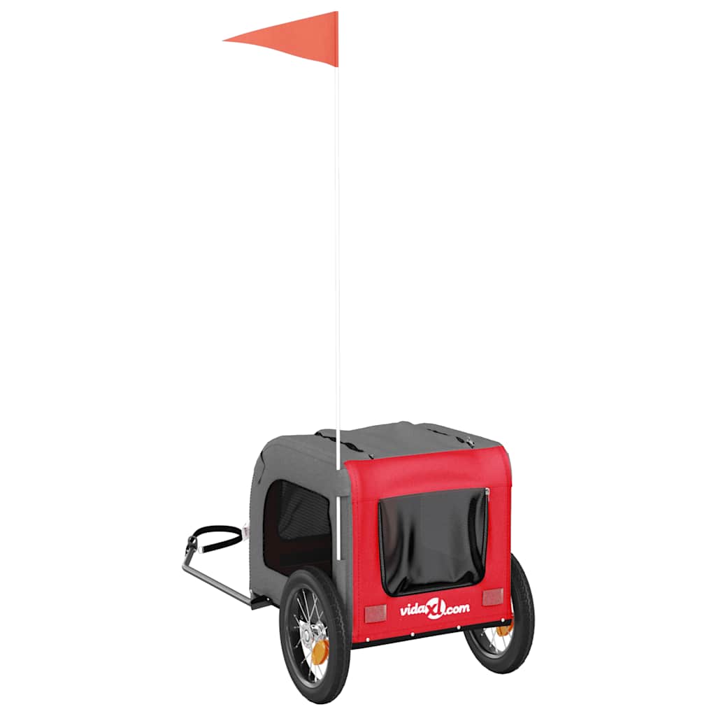 Hondenfietstrailer oxford stof en ijzer rood en grijs is nu te koop bij PeponiXL, paradijselijk wonen!