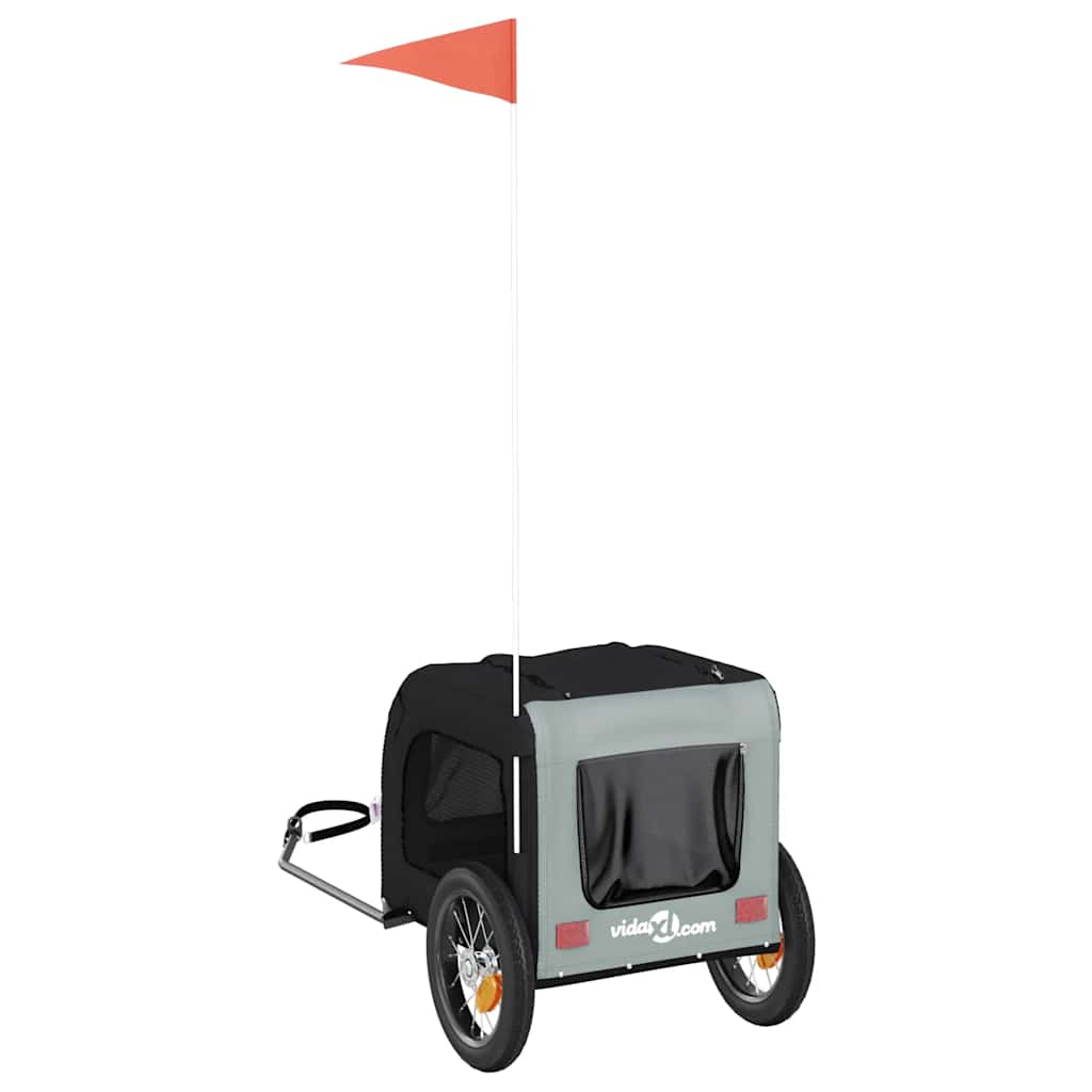 Hondenfietstrailer oxford stof en ijzer grijs en zwart is nu te koop bij PeponiXL, paradijselijk wonen!