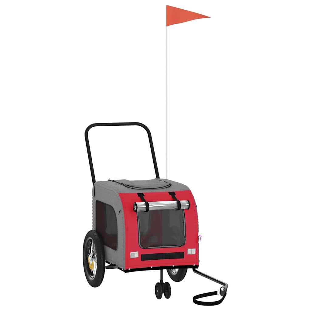 Fietskar voor huisdieren Rood en grijs 124,5 x 63,5 x 53 cm is nu te koop bij PeponiXL, paradijselijk wonen!