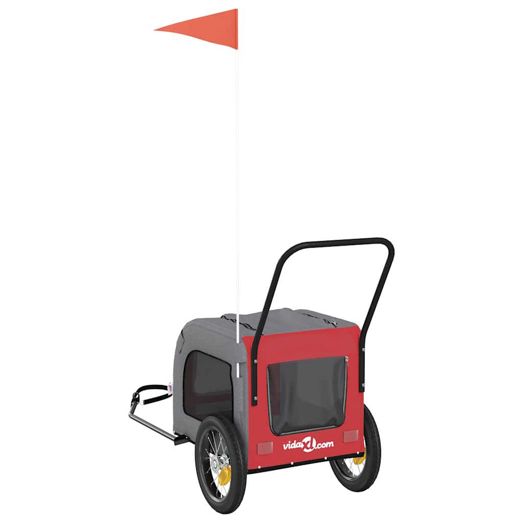 Fietskar voor huisdieren Rood en grijs 124,5 x 63,5 x 53 cm is nu te koop bij PeponiXL, paradijselijk wonen!