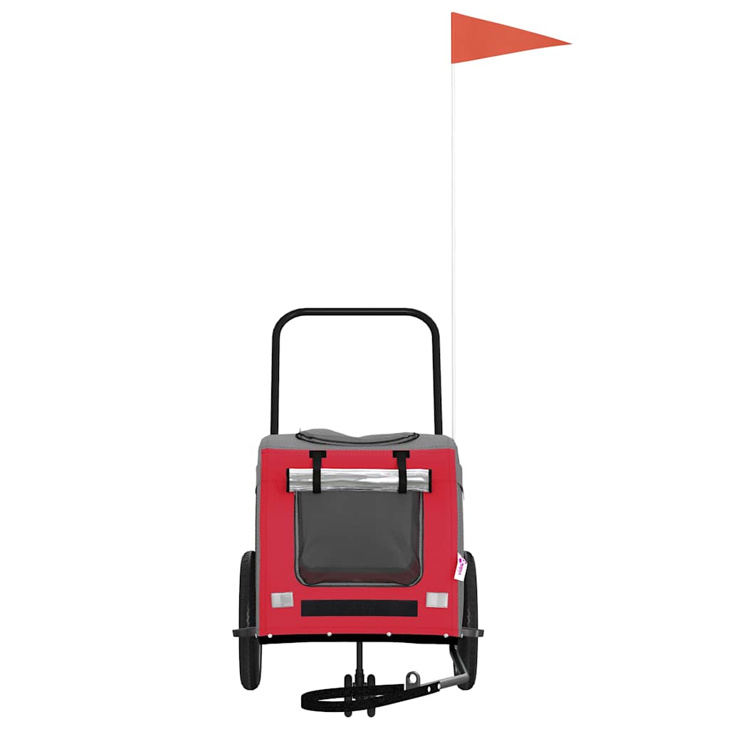 Fietskar voor huisdieren Rood en grijs 124,5 x 63,5 x 53 cm is nu te koop bij PeponiXL, paradijselijk wonen!