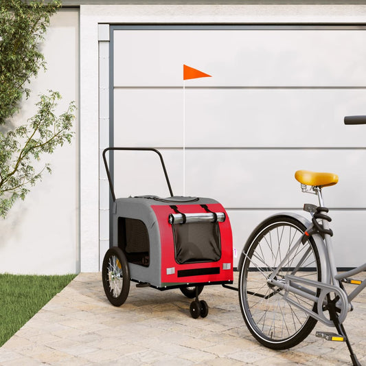 Hondenfietstrailer oxford stof en ijzer rood en grijs is nu te koop bij PeponiXL, paradijselijk wonen!