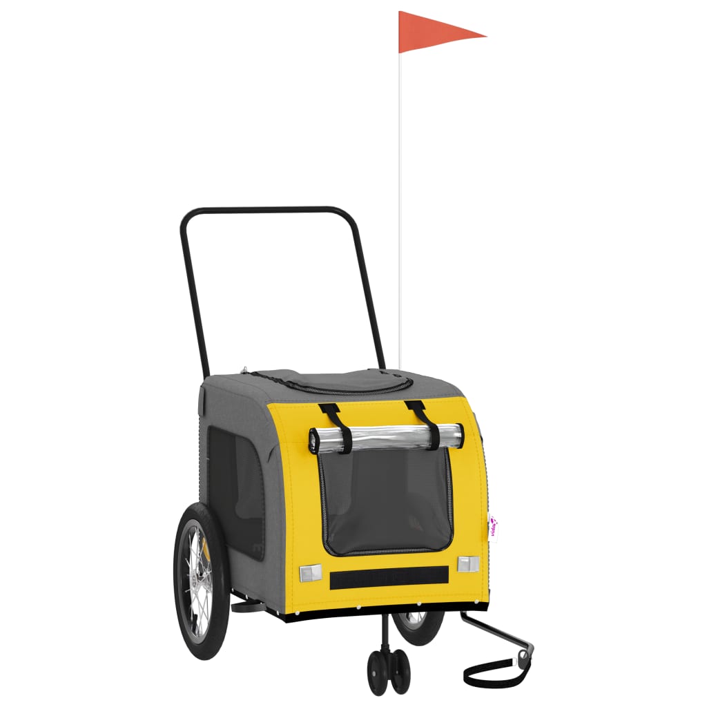 Hondenfietstrailer oxford stof en ijzer geel en grijs is nu te koop bij PeponiXL, paradijselijk wonen!