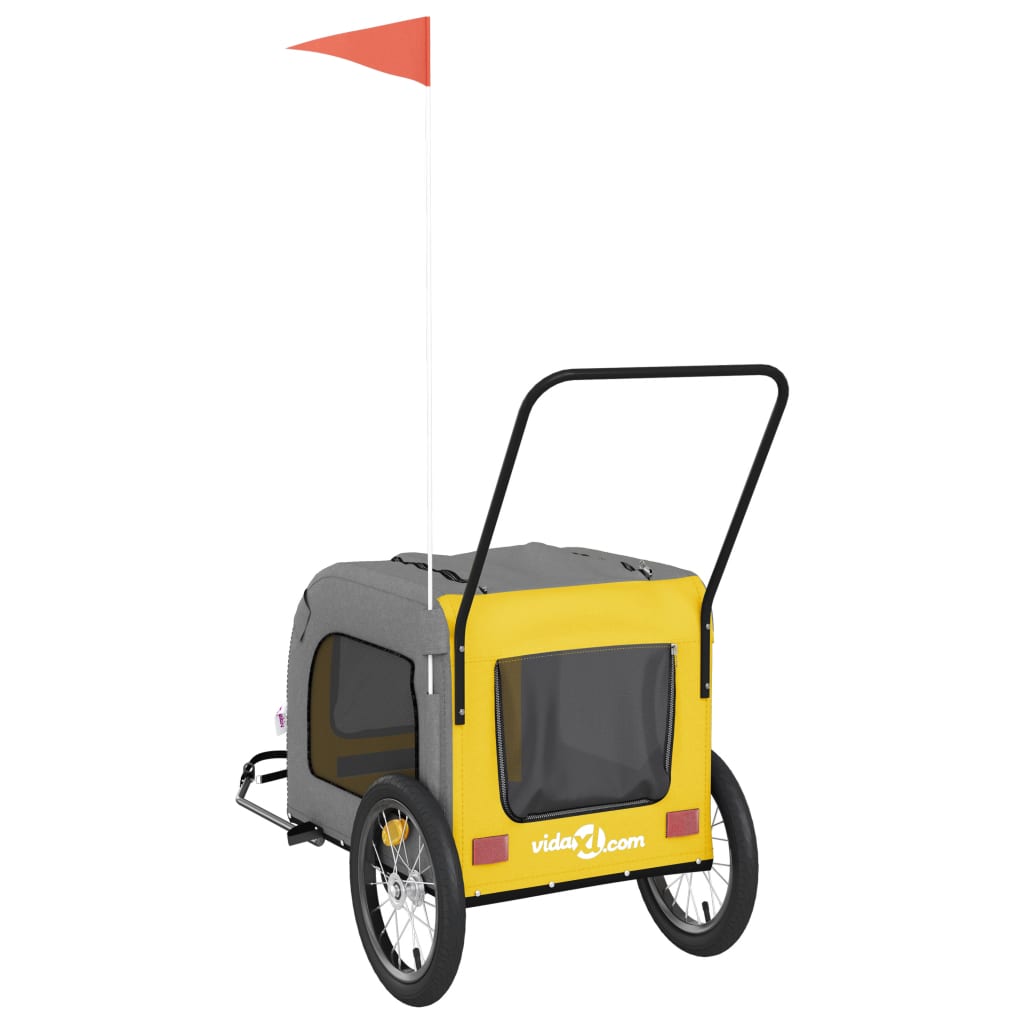 Hondenfietstrailer oxford stof en ijzer geel en grijs is nu te koop bij PeponiXL, paradijselijk wonen!