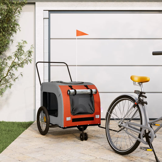 Hondenfietstrailer oxford stof en ijzer oranje en grijs is nu te koop bij PeponiXL, paradijselijk wonen!