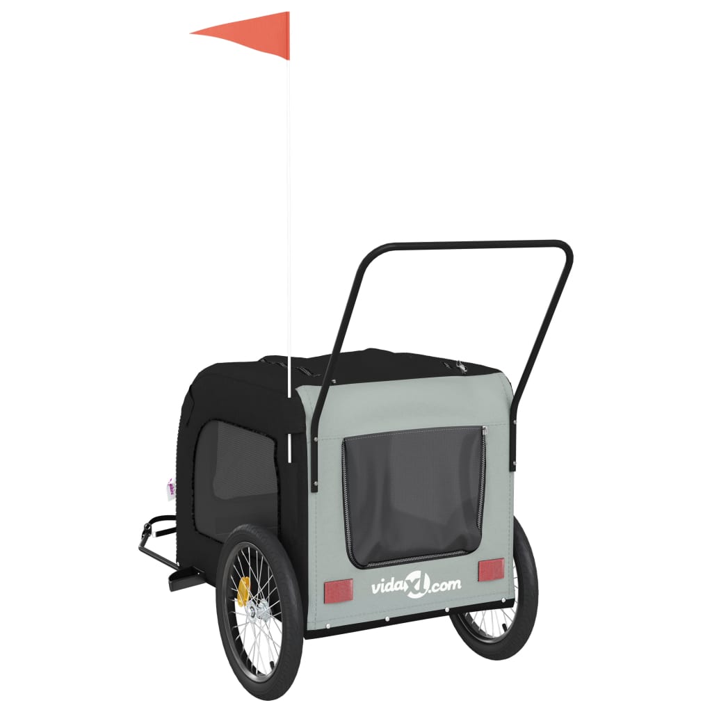 Hondenfietstrailer oxford stof en ijzer zwart en grijs is nu te koop bij PeponiXL, paradijselijk wonen!