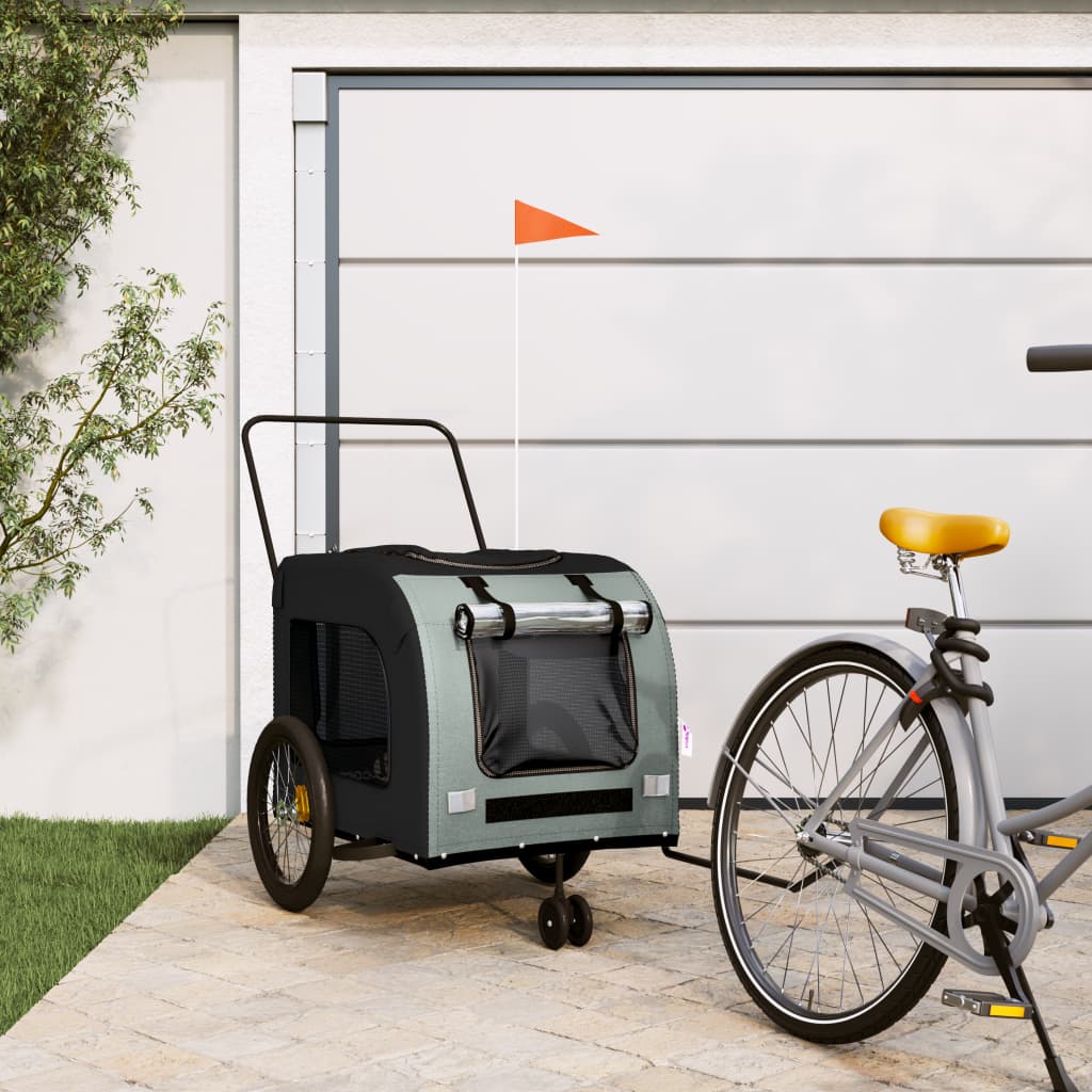 Hondenfietstrailer oxford stof en ijzer zwart en grijs is nu te koop bij PeponiXL, paradijselijk wonen!