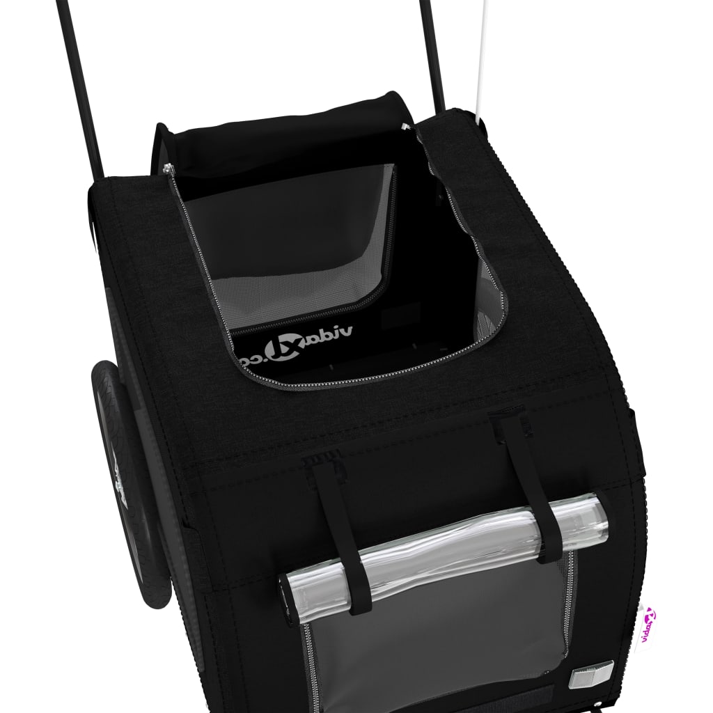 Hondenfietstrailer oxford stof en ijzer zwart is nu te koop bij PeponiXL, paradijselijk wonen!